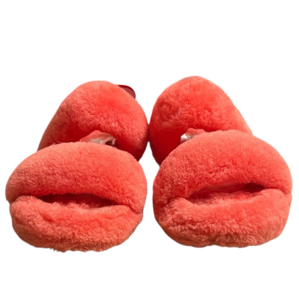 UGG “Fluff Yeah” Shearling Slingback Slippers in Red Currant Coral Size 8 - Picture 4 of 10